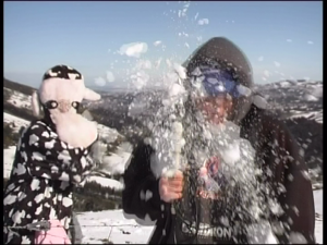 Rob Jackson gets hit in the face by a unexpected snowball during filming in the snow in 2004. 