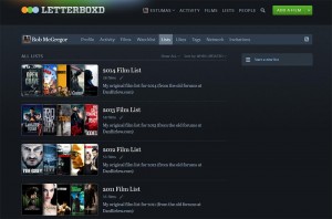 The lists page over at my Letterbox'd Profile