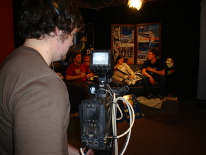 Callum shoots some live studio stuff on Cow TV. 