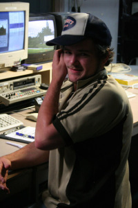 Callum Macdonald takes a break from the VT and graphics desk to pose for a photo.